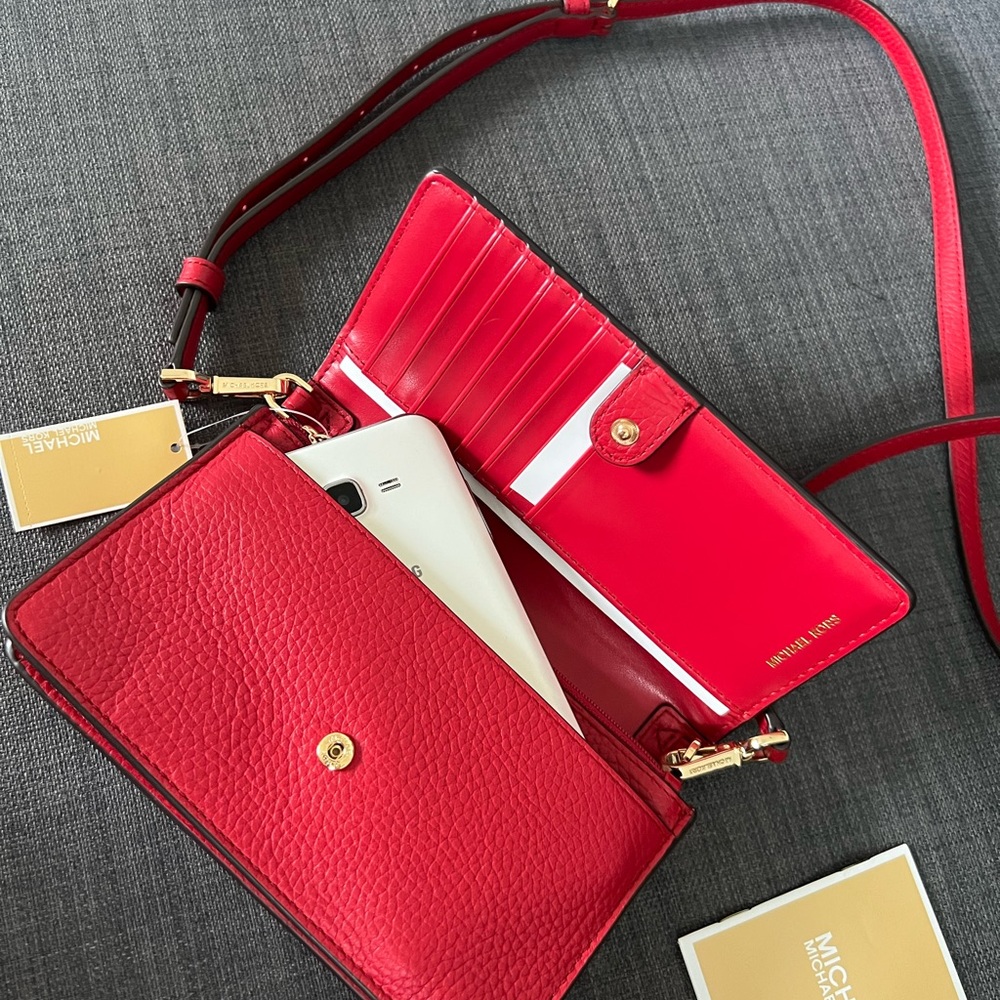NWT MICHAEL KORS JET SET CHARM SMALL PHONE CHAIN CROSSBODY BAG CLUTCH - Picture 10 of 11